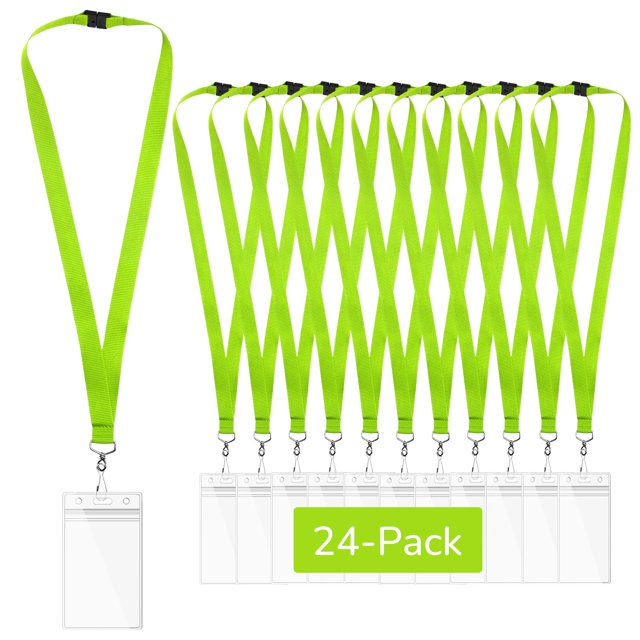 Lanyards WEZEBEL de 24 unidades, verde manzana, impermeables para credencial