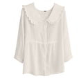 thumbnail image 4 of QASIEATN Womens Collar Long Sleeve Button Down Shirts Cotton Blend Casual Solid Color Shirts, 4 of 4