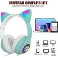 Bluetooth Headphones for Kids, Cute Ear Cat Ear LED Light Up Foldable