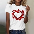 thumbnail image 2 of Womens Valentines Day T Shirts Short Sleeve Love Heart Printed Tshirts Plus Size Crew Neck Basic Tees (M, White 09), 2 of 4