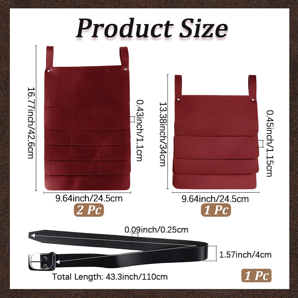 Medieval PU Leather Belt Skirt Renaissance Garment Accessoties Brown 426x245x11mm