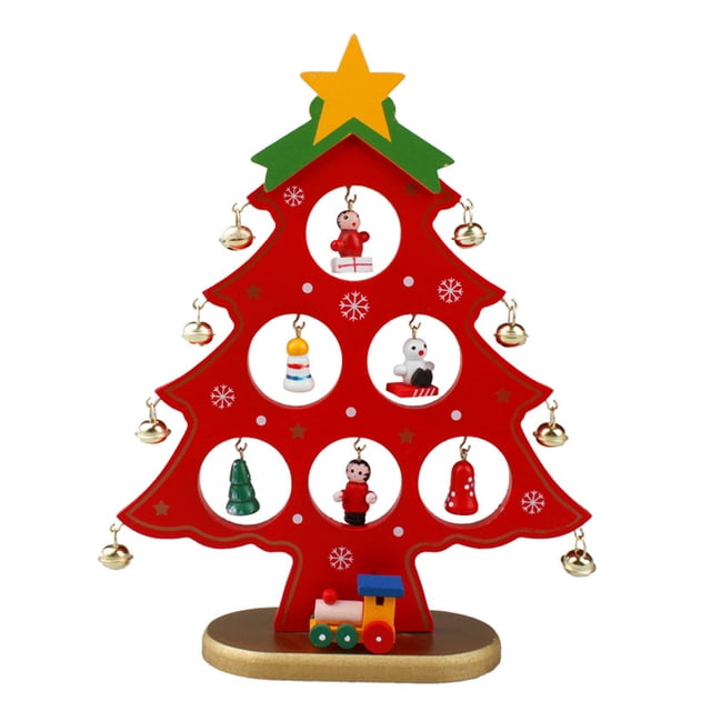 De Navidad De Madera De Mesa Con Mini Adornos, Decoraciones Navideñas, Regalos Para Niños seitruly HA047126-02