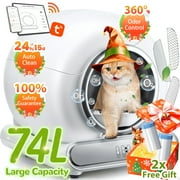 Famistar Automatic Cat Litter Box Self Cleaning, 65+9L Large Litter Box with Liner, Odor Removal, 2.4G WiFi APP Control/Integrated Safety Protection, 2 Sifters Included