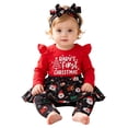 thumbnail image 6 of mgoYE My First Christmas Baby Girl Outfit Newborn Romper Skirts Pants Set Fall Winter Infant Christmas Dress Pant Clothes Headband(Red,3-6 Months), 6 of 9
