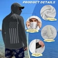 thumbnail image 4 of SEANATIVE Men's Long Sleeve Sun Protection Fishing Hoodie with Face Mask Breathable Lightweight Hooded Fishing Athletic Workout Shirt for 4th of July, S, American Flag Cross Gray, 4 of 7