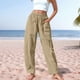 thumbnail image 1 of WILLBEST Pantalones Casuales de Cintura Alta para Mujer, Cómodos, Holgados, elegantes, para Uso Diario, Primavera y Verano, con Lazo En La Cintura, de Colores Lisos. Extra Grande, 1 of 7