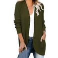 thumbnail image 1 of Fall Jackets Coats Cardigan Sweaters for Women, Solid Color Curved Placket Large Pocket Sweater Cardigan Jacket Green, 1 of 3