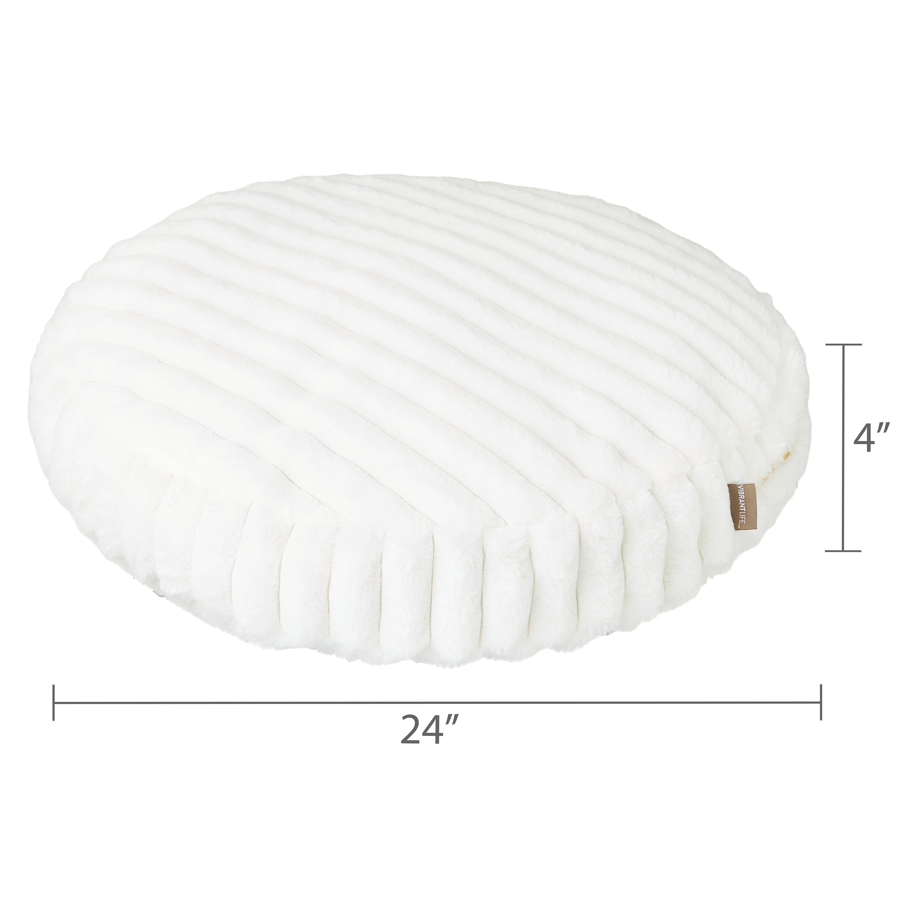 Vibrant Life Medium Ribbed Round Orthopedic Pet Bed, White, 24"