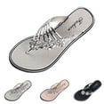 thumbnail image 6 of Shadoumai Women's Rhinestone Floral Flip Flops â Sparkly Flower Flat Sandals â Summer Dressy Beach Thong Slippers, 6 of 8