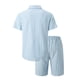 thumbnail image 3 of Ceisia Men's Solid Color Short Sleeve Button-Down Shirt & Shorts Set Casual Summer Outfit Light Blue XL Gifts, 3 of 8