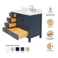 thumbnail image 3 of ARIEL Cambridge 42 Inch Midnight Blue Vanity with Single Sink, Solid Wood, Carrara White Quartz Countertop, 1.5-Inch Edge, Right Rectangular Undermount Sink, 2 Soft Closing Doors, 5 Drawers, 3 of 8