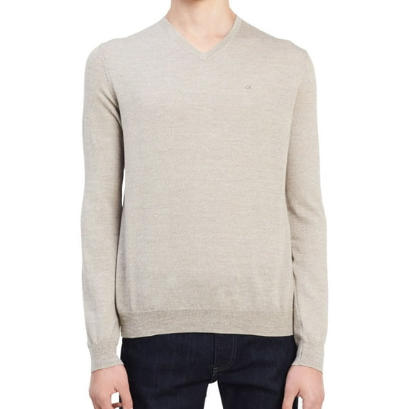 Calvin Klein Mens Knit Pullover Sweater, Beige, Small
