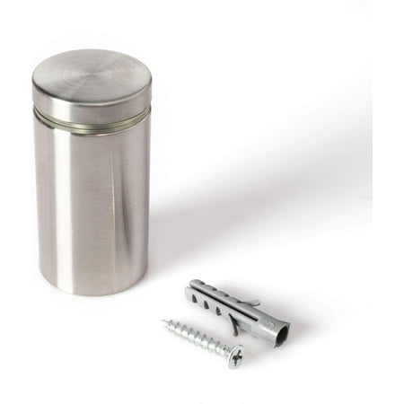 

Stainless Steel Standoff 1-1/4 Inch Diameter x 2 Inch Barrel Length Brushed Finish for PVC Glass and Sign Stand Off Wall Anchors and Screws 100 Piece Space Pack