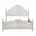 thumbnail image 2 of Pemberly Row Full Bed with Floral Motif Carvings & Turned Legs in Antique White, 2 of 12