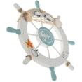 thumbnail image 5 of Volante de madera con conchas salvavidas de rejilla decoración de pared de estrellas de mar decoración marítima Ormromra HMHZ1135, 5 of 5