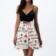 thumbnail image 5 of Women's Casual Square Neck Dress, Sleeveless Summer Sundress with Elastic Waist and Patriotic Print, Comfortable Holiday Apparel,Beige L, 5 of 5
