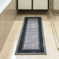 thumbnail image 3 of Ottomanson Border Hallway Runner Rug 2'7" x 9'10" - Non Slip Low Pile Carpet, Gray/Navy, 3 of 14