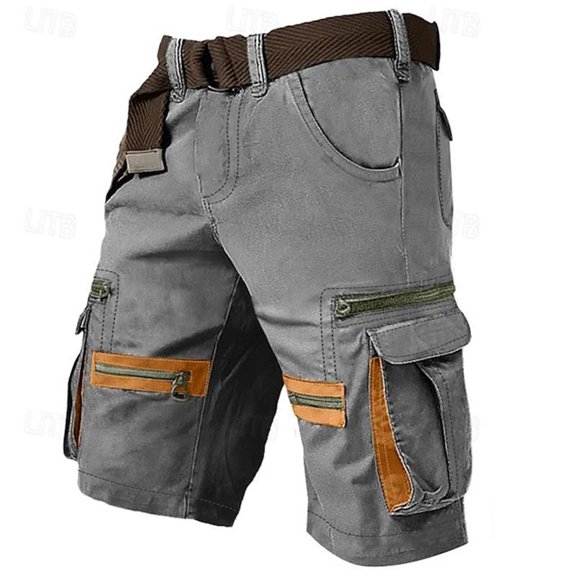 Qgtaibl Mens Short Cargo Pants S Straight Leg Hiking Shorts Lightweight Outdoor Work Multi-Pockets Athletic Shorts No Belt Gray