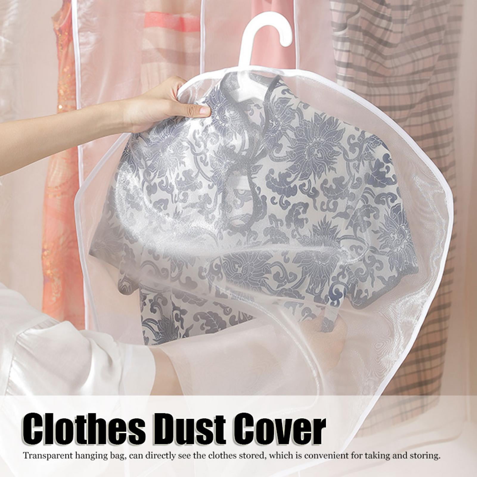 BIMZUC 10-Pack Transparent Hanging Garment Bags - Dust Protection Cover for Medium-Long Clothes
