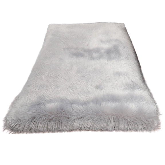 Soft Plush Fur Area Rug 2 x 4ft Shaggy Fluffy Rugs Gray Rectangular Carpet Floor Mat for Bedroom Living Room Nursery Modern Decor
