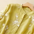 thumbnail image 6 of Honeeladyy Shirts for Women Trendy ,Ladies Fashion Color Embroidery Half Sleeve Cotton Linen Casual Loose Shirt M-Yellow-XL, 6 of 6