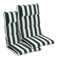 thumbnail image 1 of Aoodor High Back Patio Chair Cushions Set of 2, 47 x 21 x 2.4 Inch Outdoor Seat Cushions with Headrest for Dining Chairs, Rocking Chairs, Adirondack Chairs, Green Stripe, 1 of 7