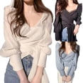 thumbnail image 2 of Women Long Sleeve Tops V Neck Cut Shirt Top Polyester Fabric Blouses for Work and Casual Outings, 2 of 8