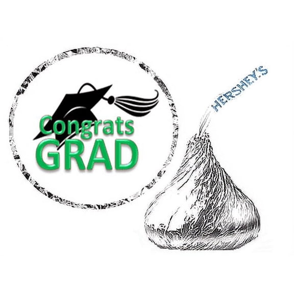 216 Graduation Party Favor Hershey's Kisses Stickers / Labels - Green