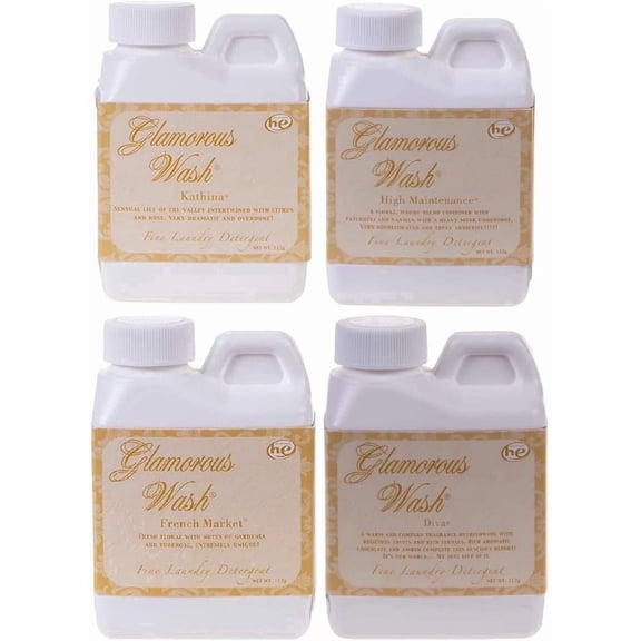 Tyler Glamorous Wash Fine Laundry Detergent Gift Set – 4 x 4 fl oz Bottles – Diva, High Maintenance, Kathina & French Market Scents