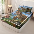 thumbnail image 2 of Homewish Wild Dino Zipper Full Size Comforter Sets with Fitted Sheet and 2 Pillowcases,Jungle Wildlife Zipper Bedding Set,Blue Green,Black Reversible,4pcs, 2 of 8