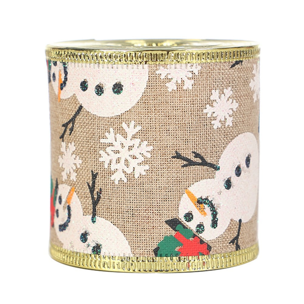 YLLSF Imitation linen Christmas ribbon Roll, 6m Gold and silver ribbon for Decoration