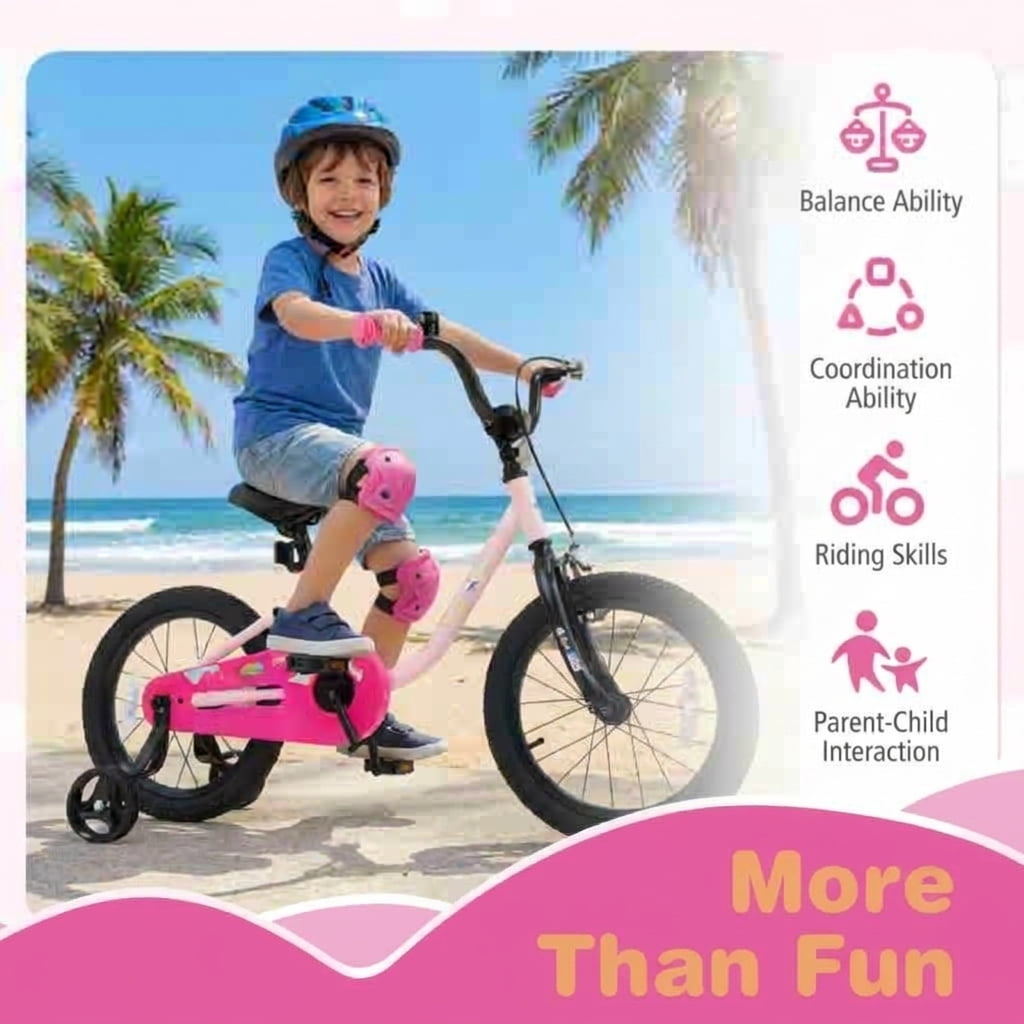 Redsmile Kids Bike 12 Inch for 3-7 Years Old Boys and Girls, Toddler Bicycle with Adjustable Handlebar and Seat, Children Bike 12/14/16-Inch, Holds 110 lbs, Pink