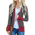 thumbnail image 3 of Women's Long Sleeve Button Down Knitted Stripe Cardigan, 3 of 4