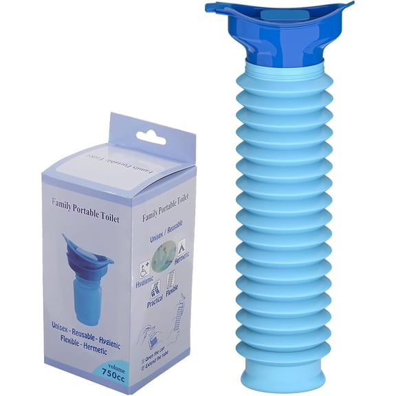 Adjustable Emergency Urinal 750ml, Portable Toilet for Car, Portable Mini Outdoor Camping Travel Shrinkable Personal Mobile Toilet Potty Pee Bottle for Kids Adult