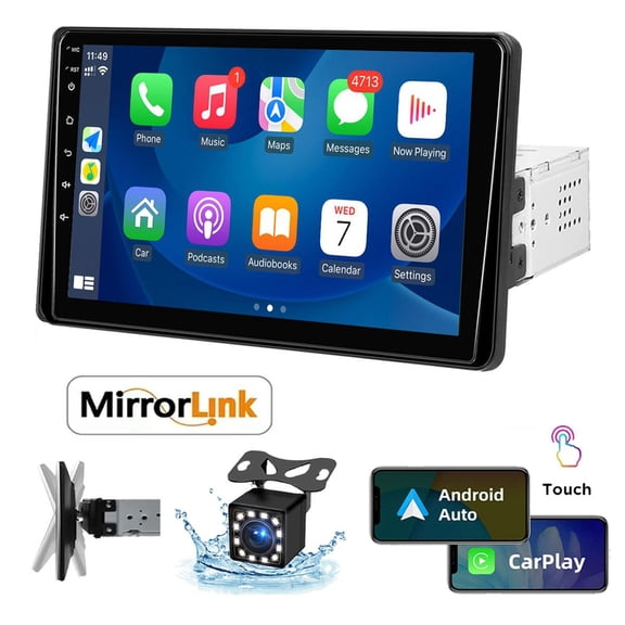 9" Car Stereo 1 Din Touchscreen Car Video Player Support Carplay & Android Auto with Bluetooth Backup Camera