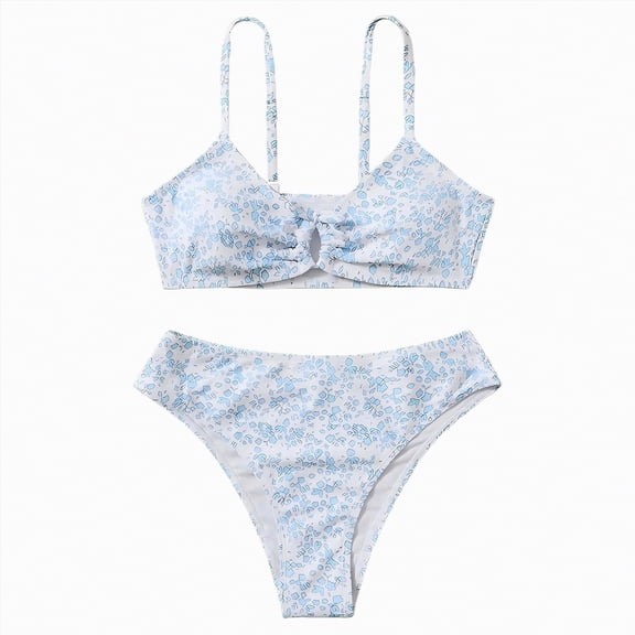 Hessimy Girls' Willow V-Neck Bikini Beach Sport 2-Piece Swimsuits（White,13-14 Years)