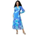 thumbnail image 2 of Globus Women Blue Abstract Printed Tiered Georgette Fit And Flare Midi Dress, 2 of 6