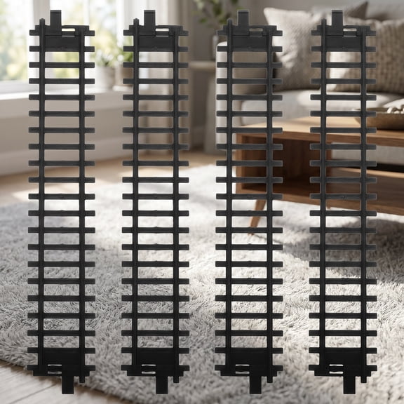MEIBUTYUP 4-Piece Black Plastic Train Track Set with Flexible Assembly and Easy Drawer Storage for Kids’ Playtime