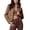Coffee, variant on Suede Feel Cropped Button Front Jacket for Women, Lapel Collar Long Sleeve, Elegant Casual Fall Outerwear, 1 Piece, XS-L