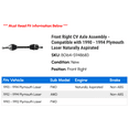 thumbnail image 2 of Front Right CV Axle Assembly - Compatible with 1990 - 1994 Plymouth Laser Naturally Aspirated 1991 1992 1993, 2 of 2