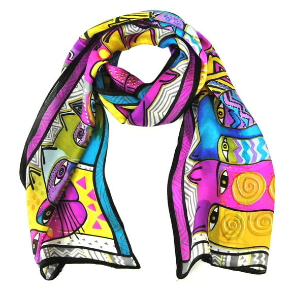 Wrapables® Vibrant 100% Silk Long Scarf 51" x 10.5", Cats
