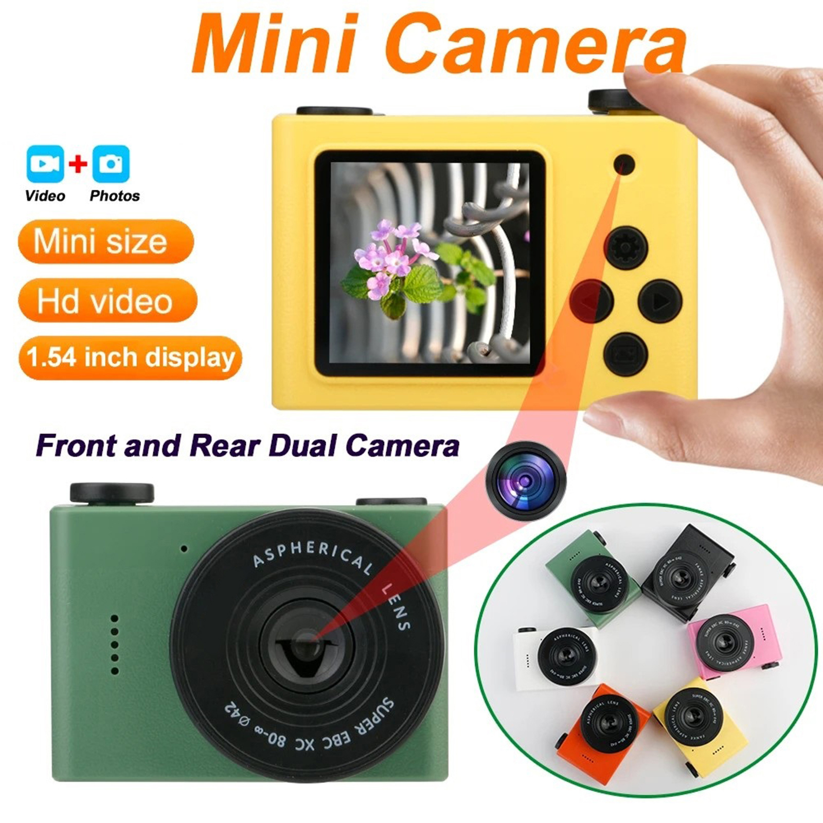 Retro Small Camera 1.54inch Screen Indoor Home Outdoor 720P Sports Camera Video Recorder with LED Fill Light Recording