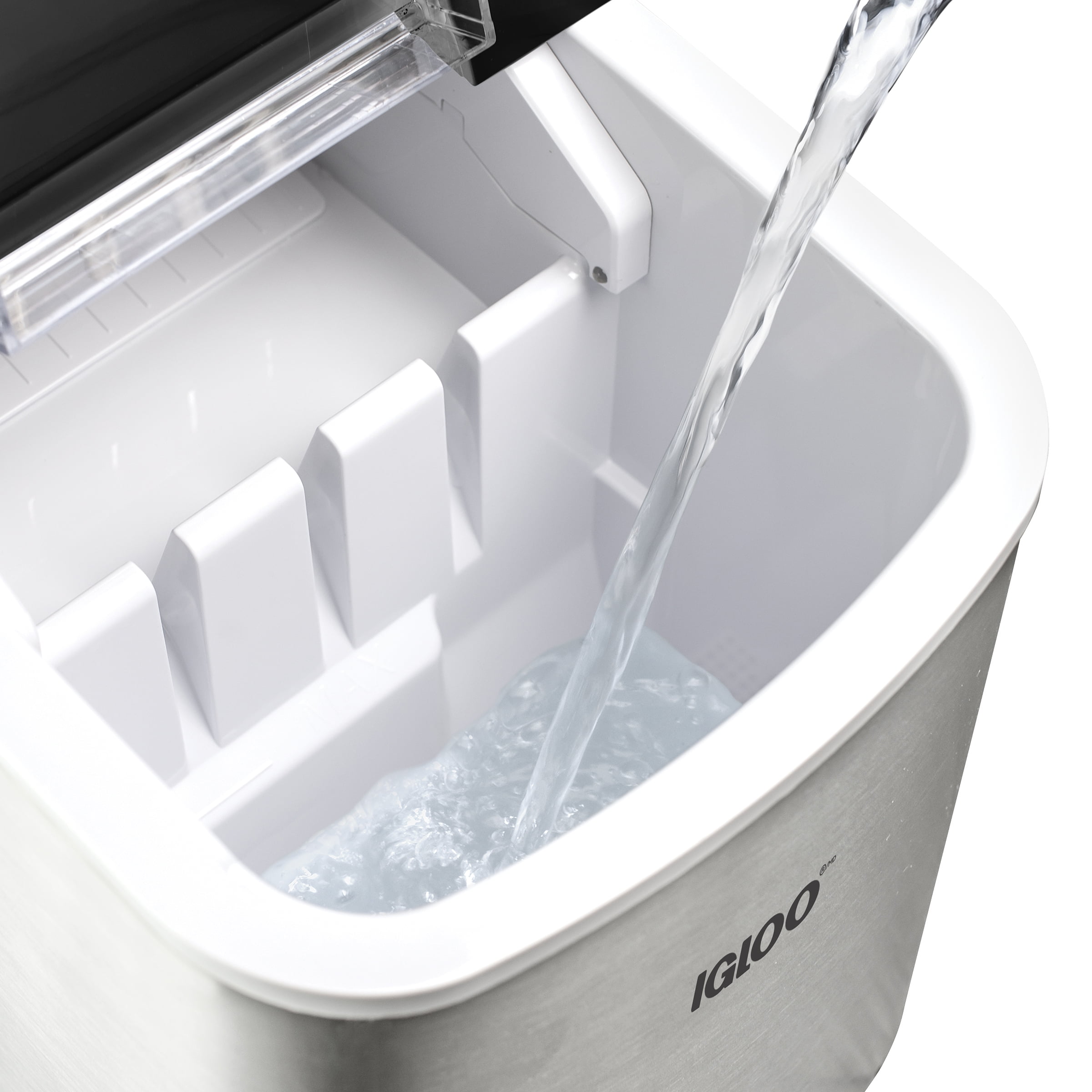 Igloo Countertop Ice Maker, Automatic Self-Cleaning Ice Maker Machine with Handle, Stainless Steel
