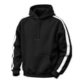 thumbnail image 4 of Gytharion Men's Contrast Stripe Hoodies Drawstring Kangaroo Pockets Solid Color Casual Pullovers Winter Warm Classic Sports Sweatshirts, 4 of 6