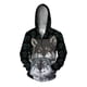 thumbnail image 4 of Sudadera con capucha y cuello redondo informal para hombre, cómoda y moderna, con estampado digital 3D de lobo, 4 of 4