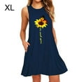thumbnail image 1 of Robe Courte Sans Manches Midi Gilet Robe Femme Imprimé Robe d'Été Tenues d'Été, Bleu Foncé, XL, 1 of 5