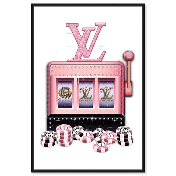 Luxury Pink Slots Coins Canvas Coquette Trendy Art by Art Remedy, Black Frame, 10" x 15"