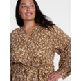 thumbnail image 4 of Terra & Sky Women's Plus Cotton Balloon Sleeve Tie Waist Tunic Dress, Sizes 0X-5X, 4 of 5