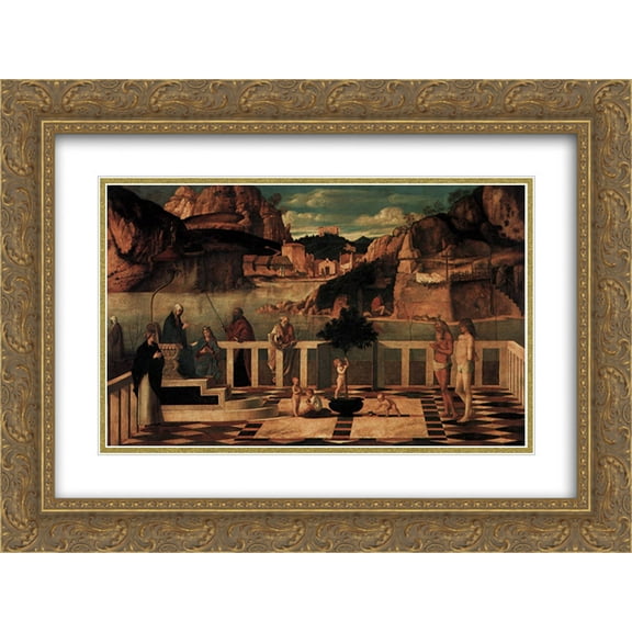 Giovanni Bellini 2x Matted 24x18 Gold Ornate Framed Art Print 'Sacred Allegory'