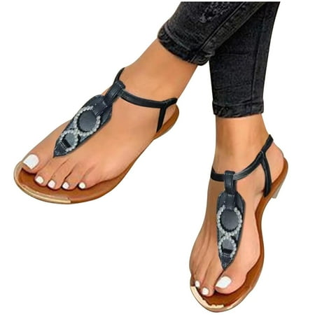Ladies Women Summer Clip-Toe Shoes Flats Casual Beach Sandals